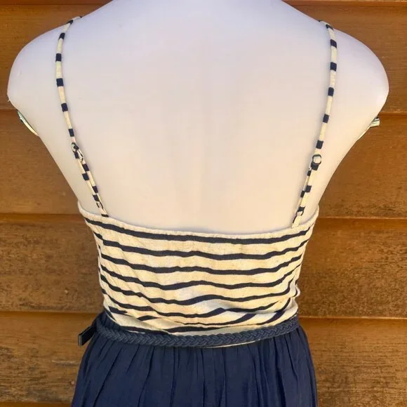Charlotte Russe Navy Blue Striped Dress With Belted Waist Size M - Picture 7 of 8